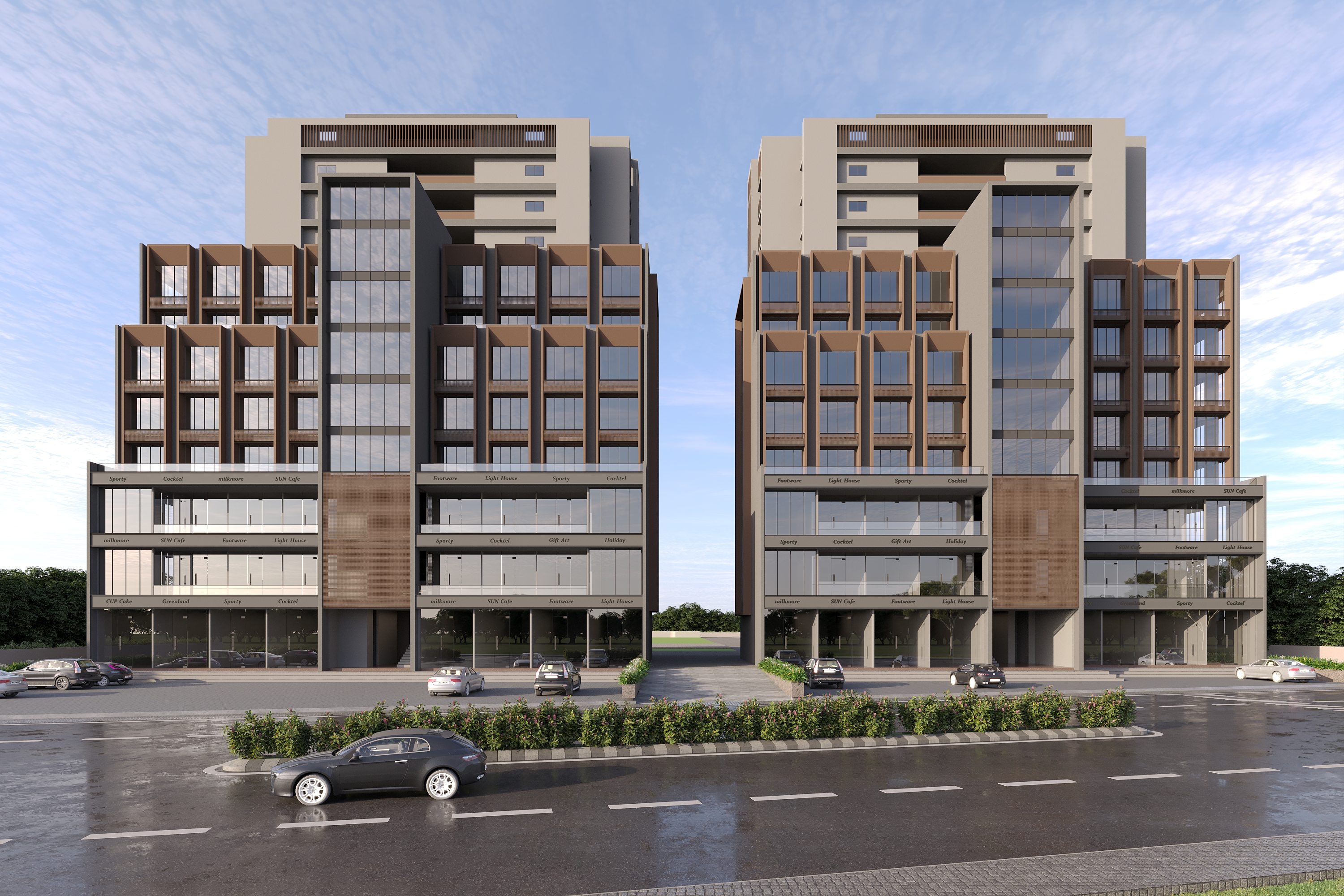Night Bird View of 3 bhk Apartments